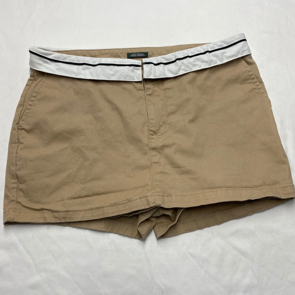 Wild Fable Khaki Tan Fold Over Waistband Mini Skort Size 12 Preppy Chino Shorts